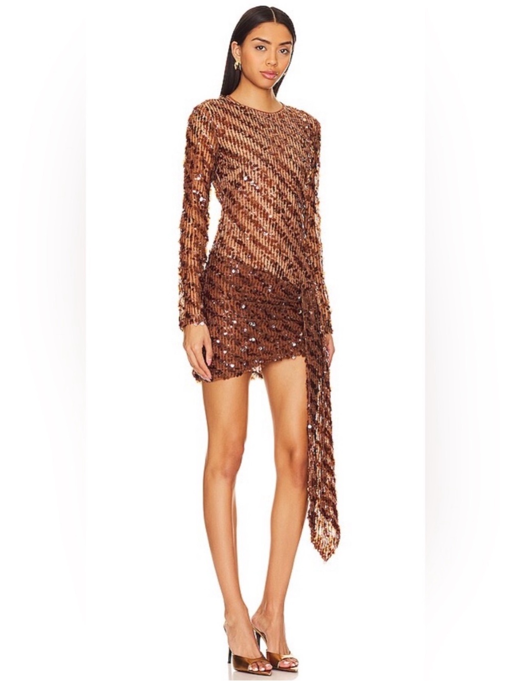 CAMILA COELHO Cataleya Sequin Mini Dress in Metallic Bronze